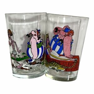 VTG Asterix & Obélix Collection Glass '68 & '84 Set of 2